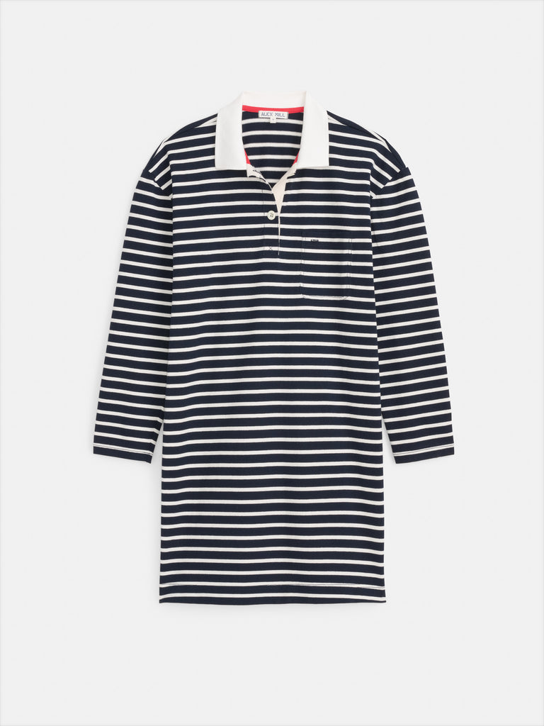 rugby stripe knit collared long sleeves mini dress Emory Park Striped Collared Short Sleeve Rugby Mini Dress
