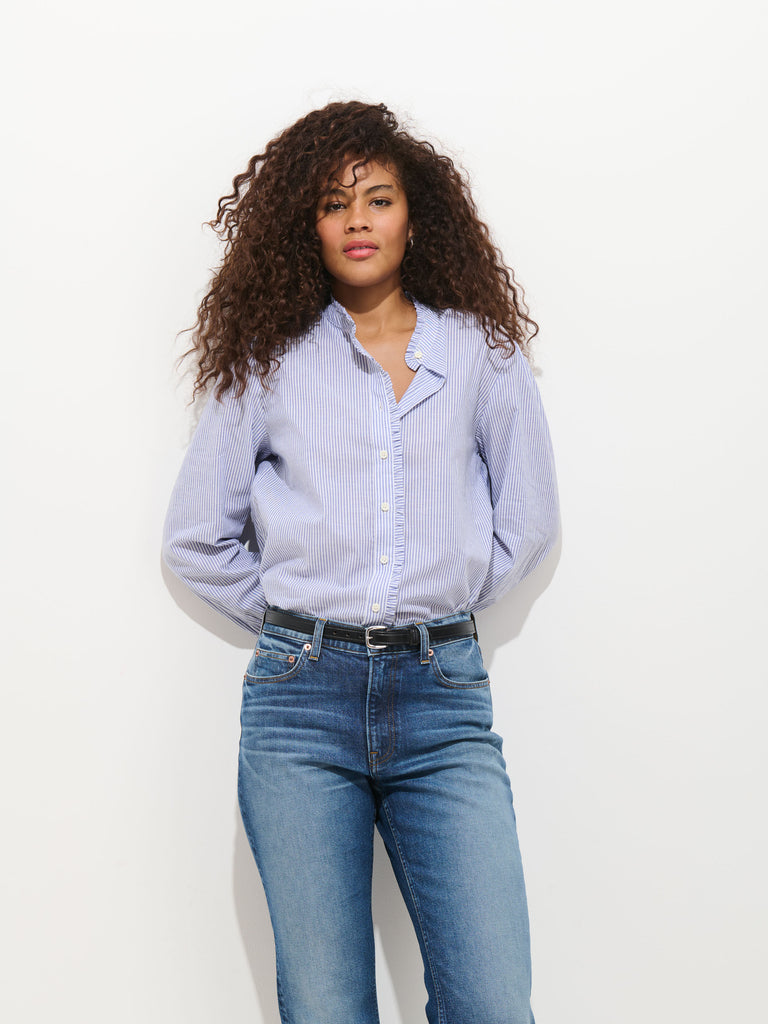 Chantilly Striped Ruffle Shirt In Cotton Voile – Alex Mill