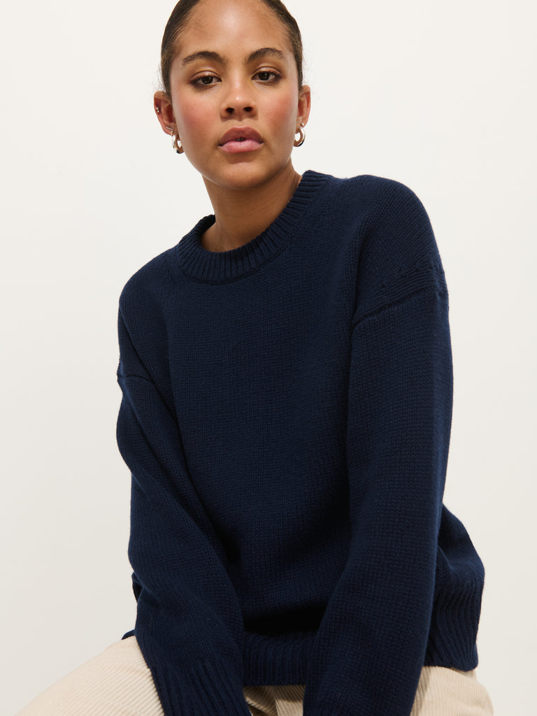 【ATON】WOOL MOHAIR CREWNECK SWEATER NAVY ATON/エイトン】WOOL MOHAIR CREWNECK SWEATER/ウールモヘヤクルー
