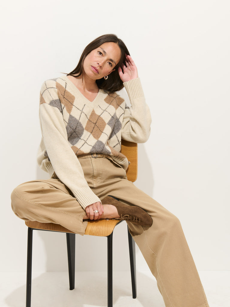 Campbell Argyle V-neck Sweater – Alex Mill