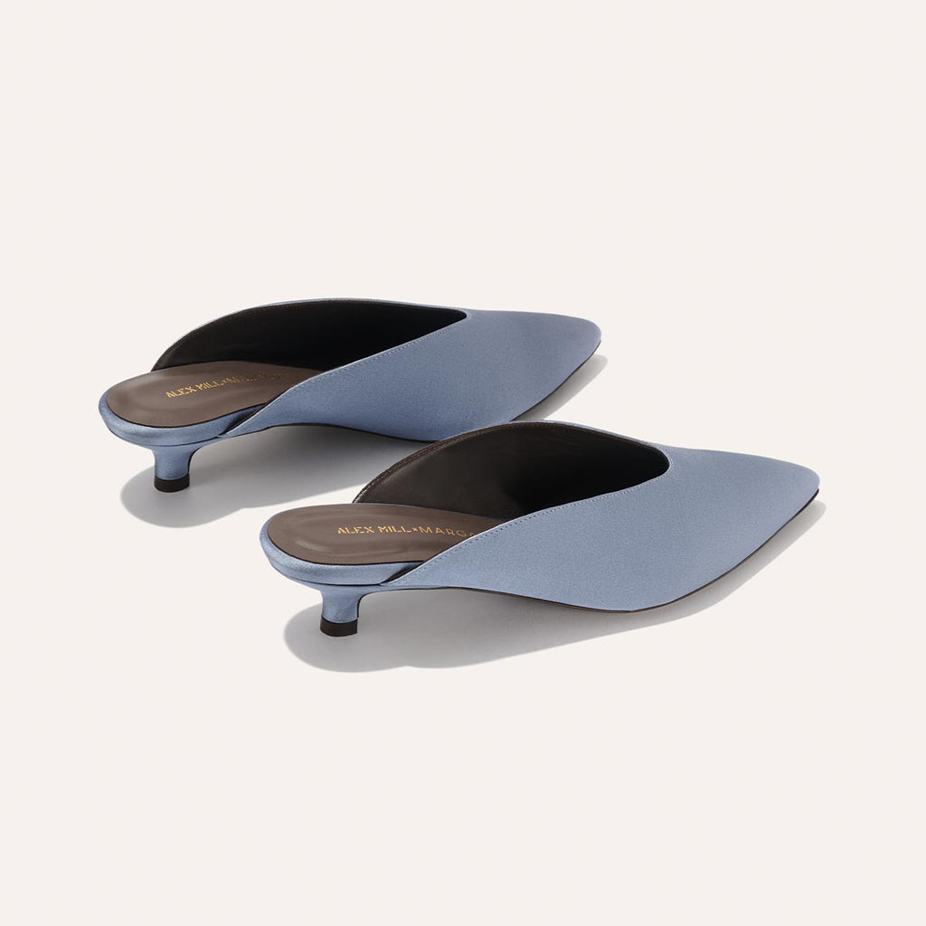 Alex Mill x Margaux: The Romy Mule - Slate Blue Satin
