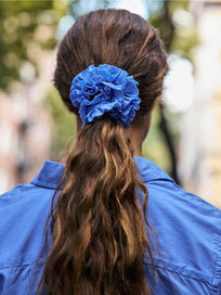 Frisee Striped Scrunchie In Cotton Poplin