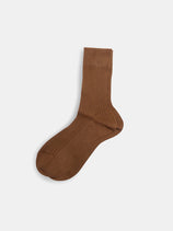 Maria La Rosa Bio Cotton Ribbed Socks In Camel