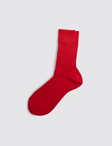 Maria La Rosa Bio Cotton Ribbed Socks In Red