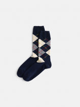 Argyle Sock In Cashmere In Navy