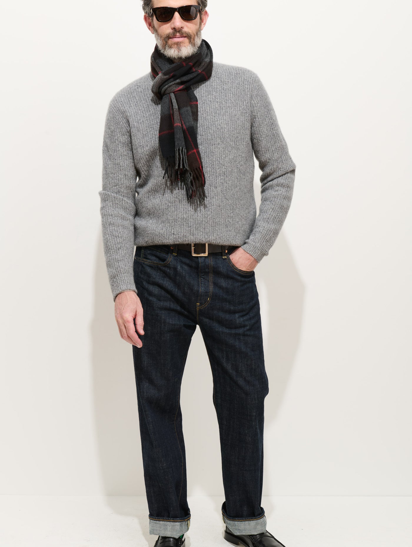 Joshua Ellis Paid Scarf In Cashmere