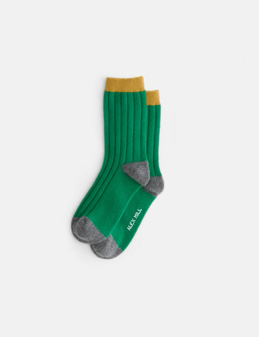 Cashmere Socks In Green Heather Grey Gold