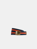 Solid Web Belt In Navy Orange