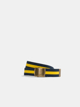 Solid Web Belt In Navy Yellow