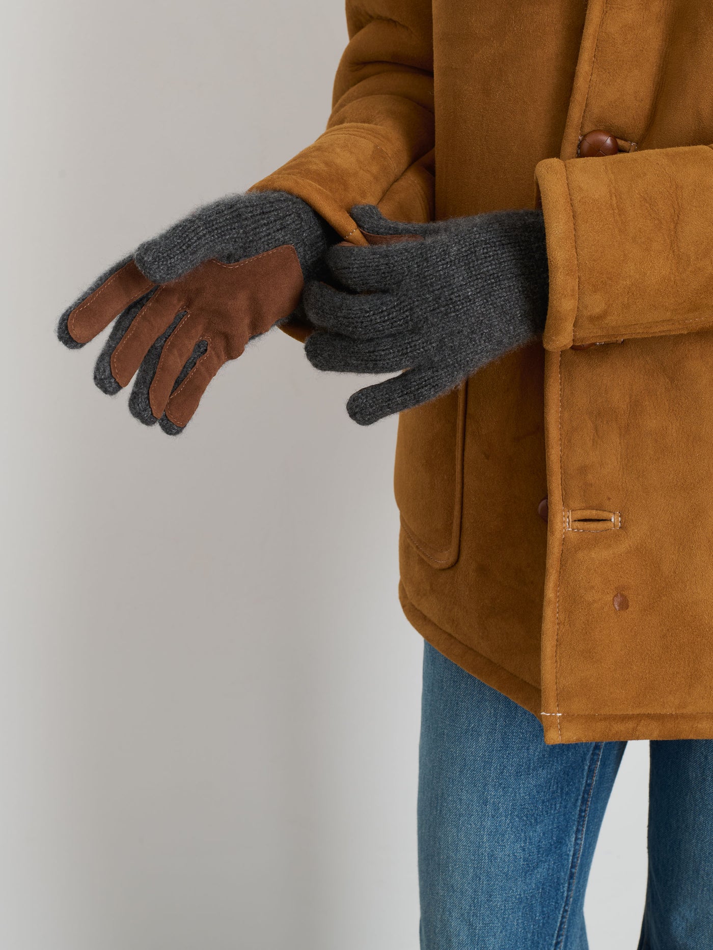 Cashmere Leather Palm Gloves