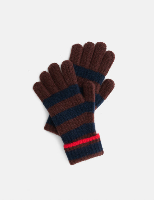 Cashmere Striped Knit Gloves