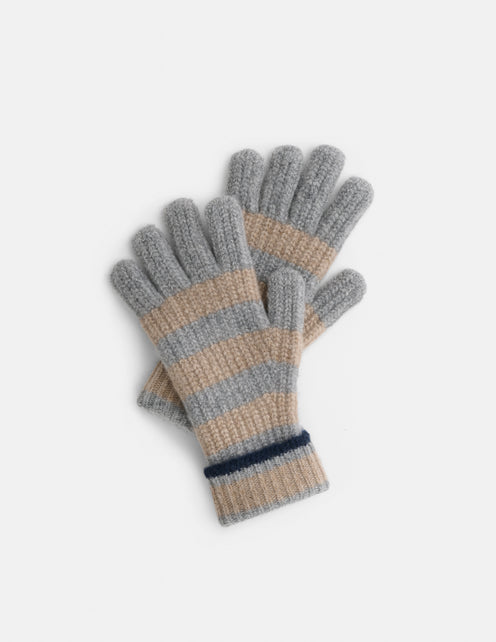 Cashmere Striped Knit Gloves
