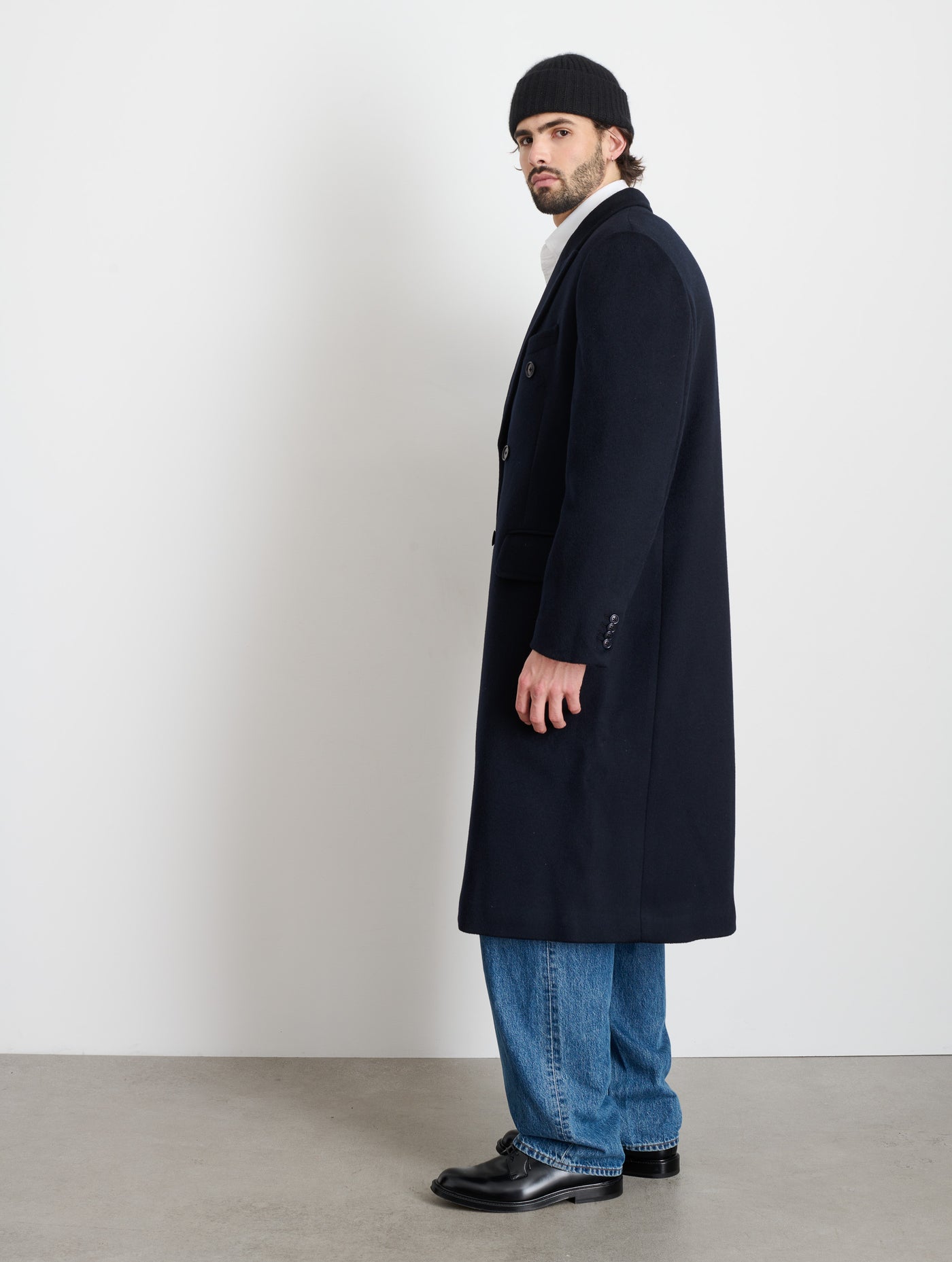 Double Breasted James Coat In Wool