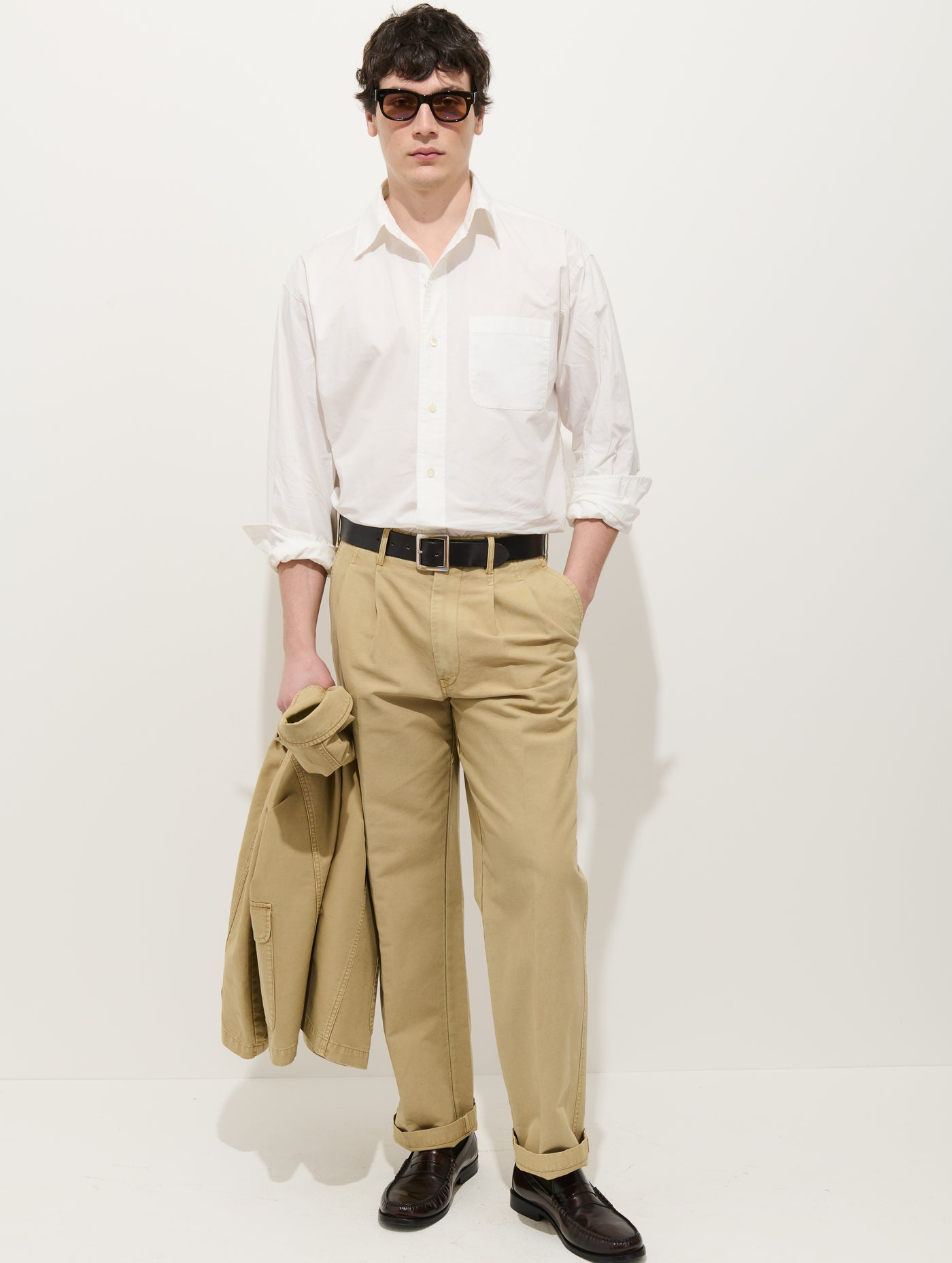 Double Pleated Pant In Vintage Twill