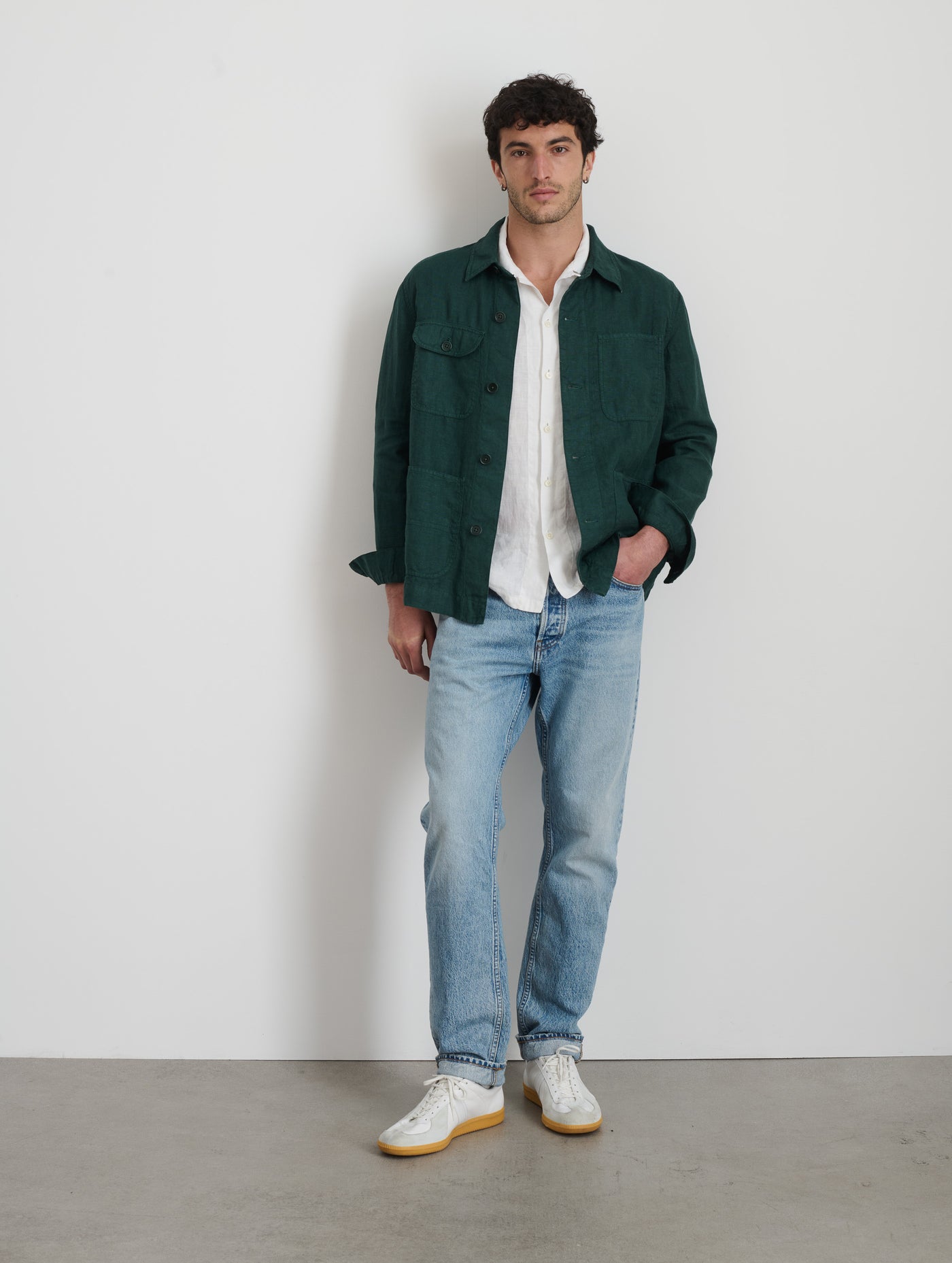 Garment Dyed Work Jacket in Linen