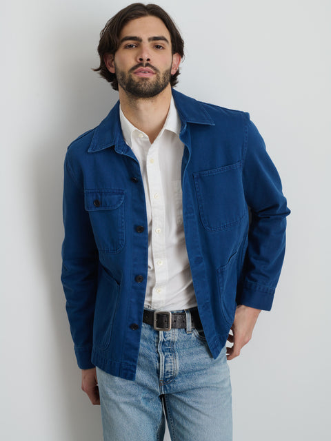 Garment Dyed Work Jacket in Recycled Denim