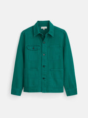 Garment Dyed Work Jacket In Recycled Denim In Jadeite