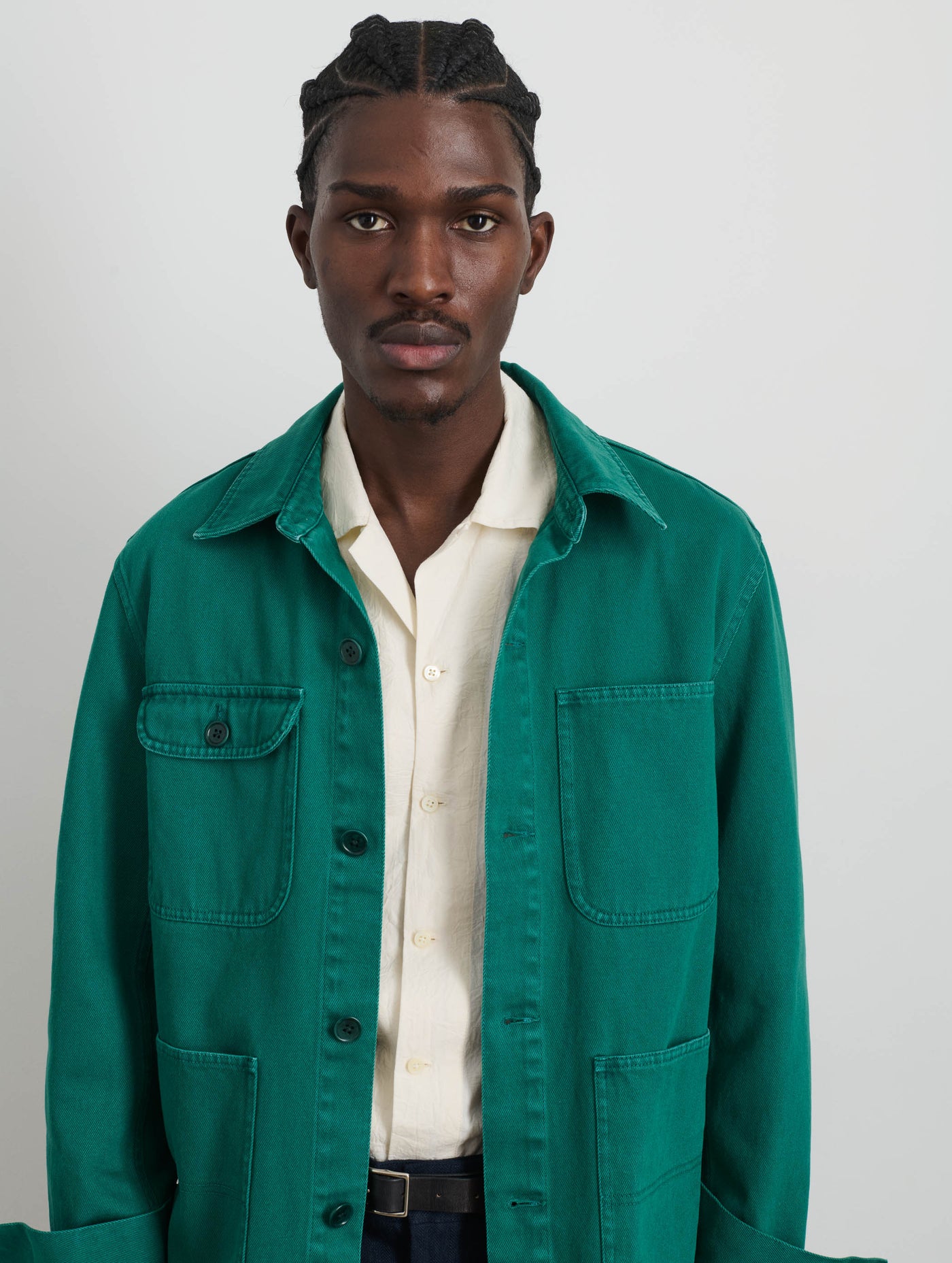 Garment Dyed Work Jacket in Recycled Denim