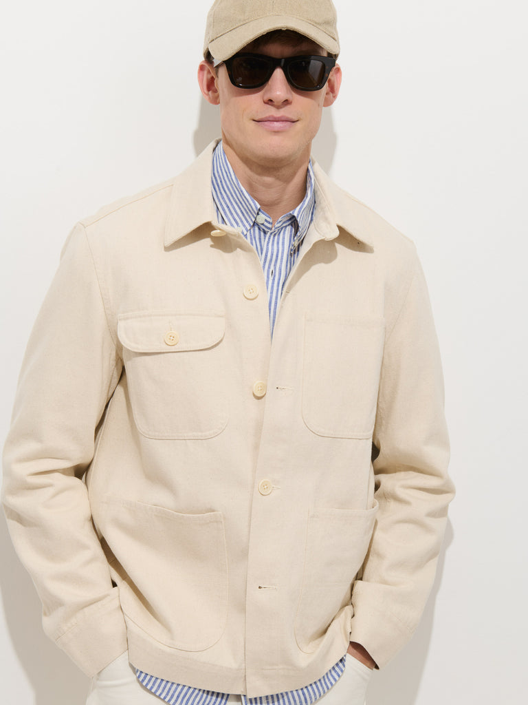 Garment Dyed Work Jacket In Recycled Denim