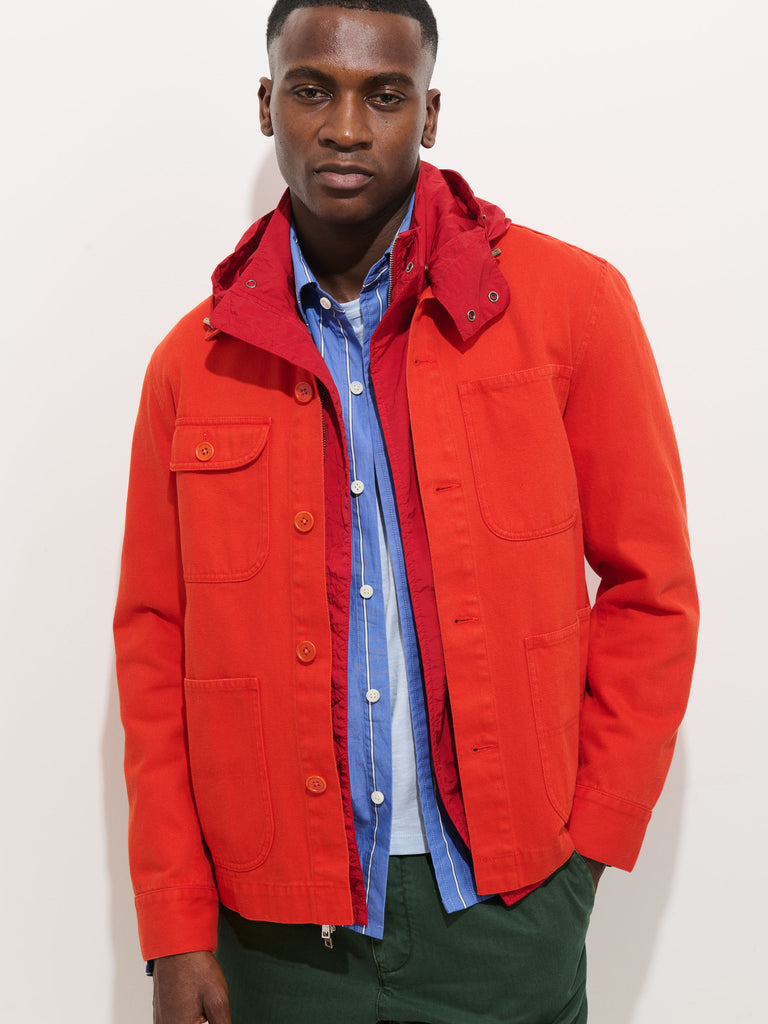 Garment Dyed Work Jacket In Recycled Denim