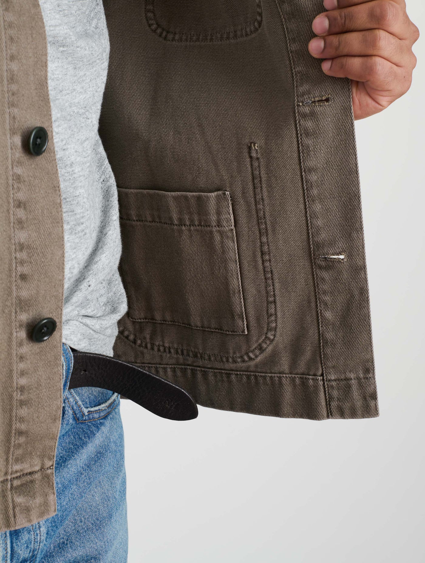 Garment Dyed Work Jacket in Recycled Denim