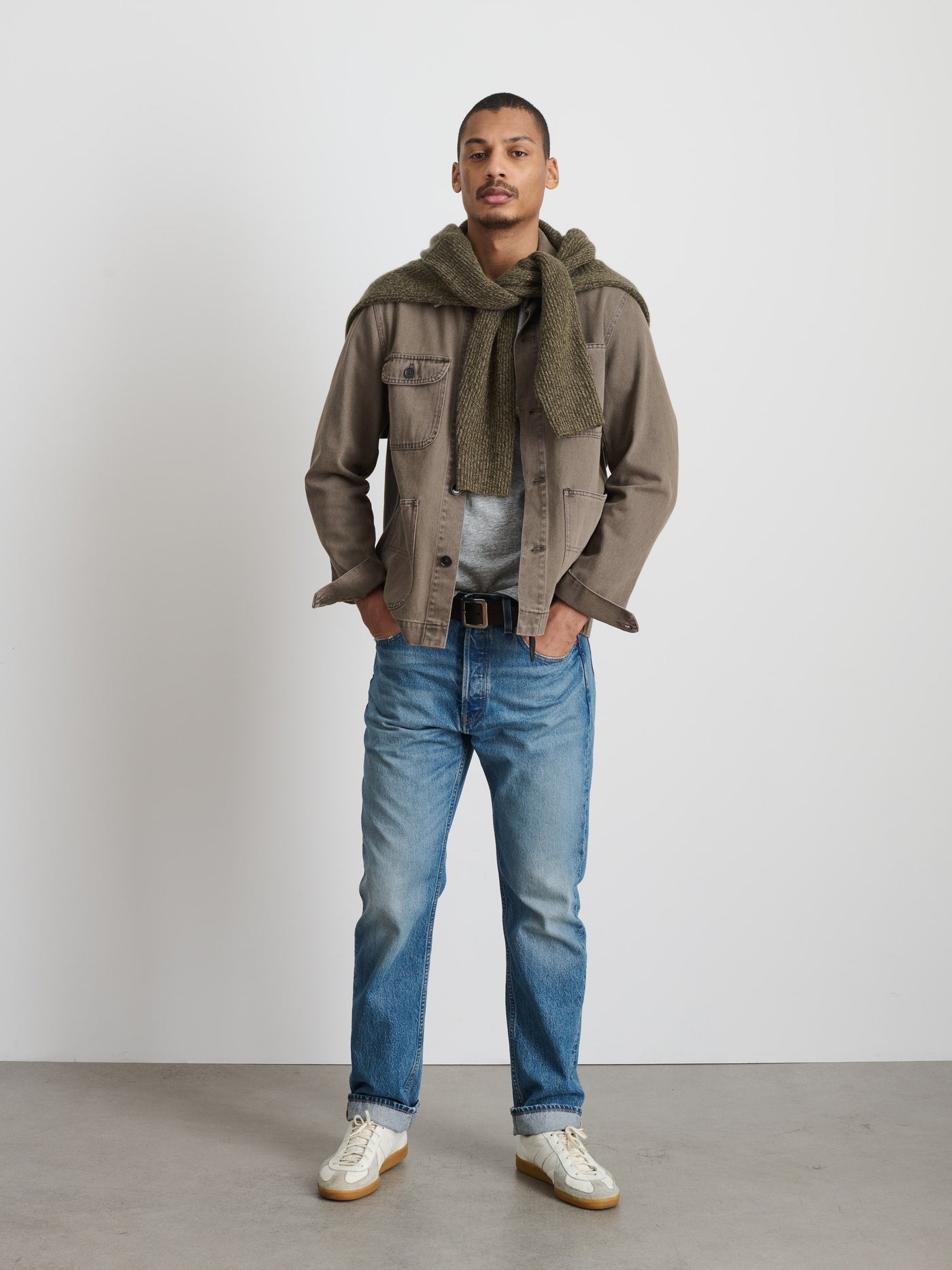 Garment Dyed Work Jacket In Recycled Denim