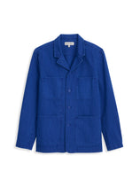 Arthur Work Jacket In Cotton Linen Twill In Electric Blue