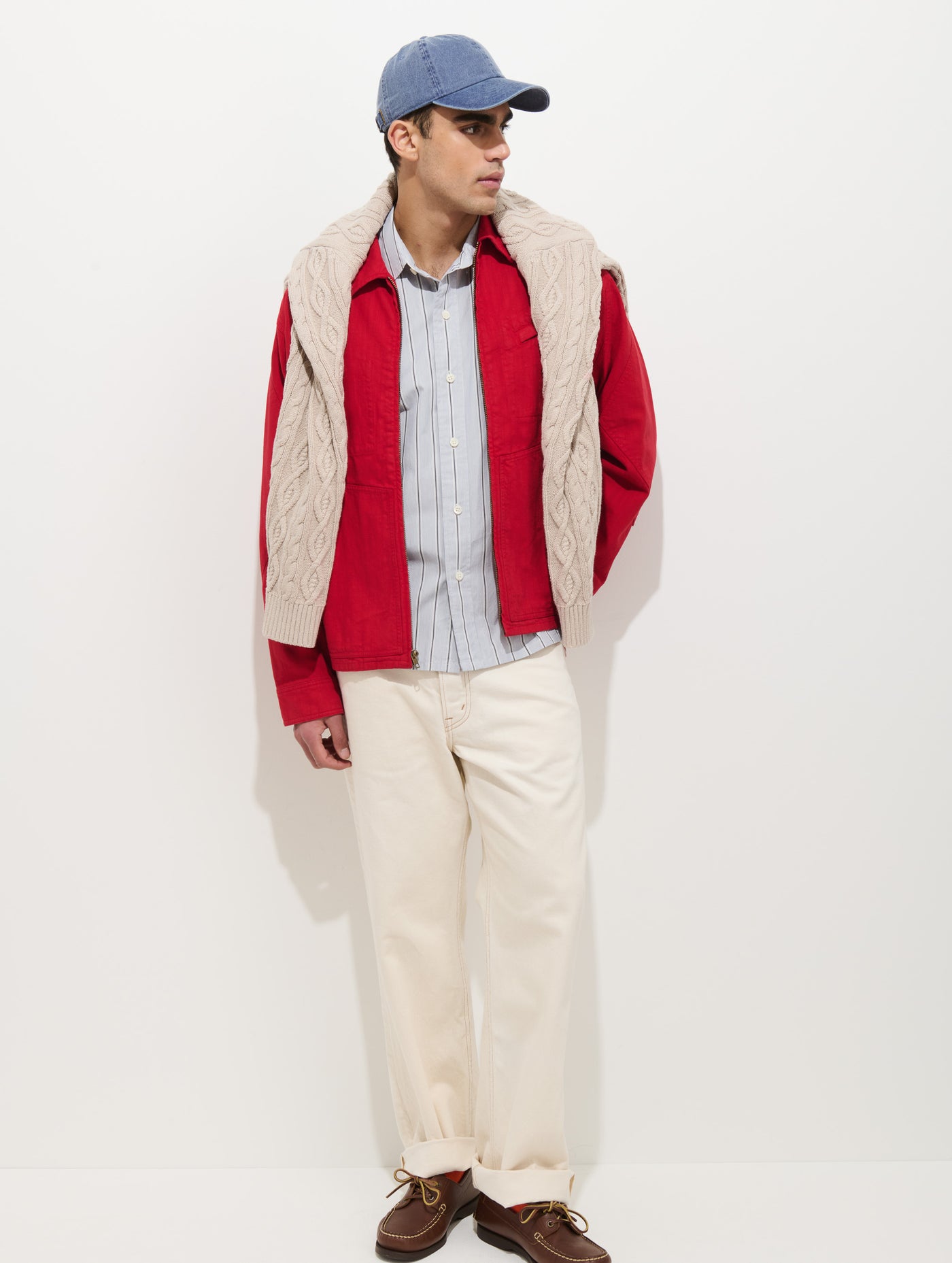 Andre Zip Jacket In Linen Twill