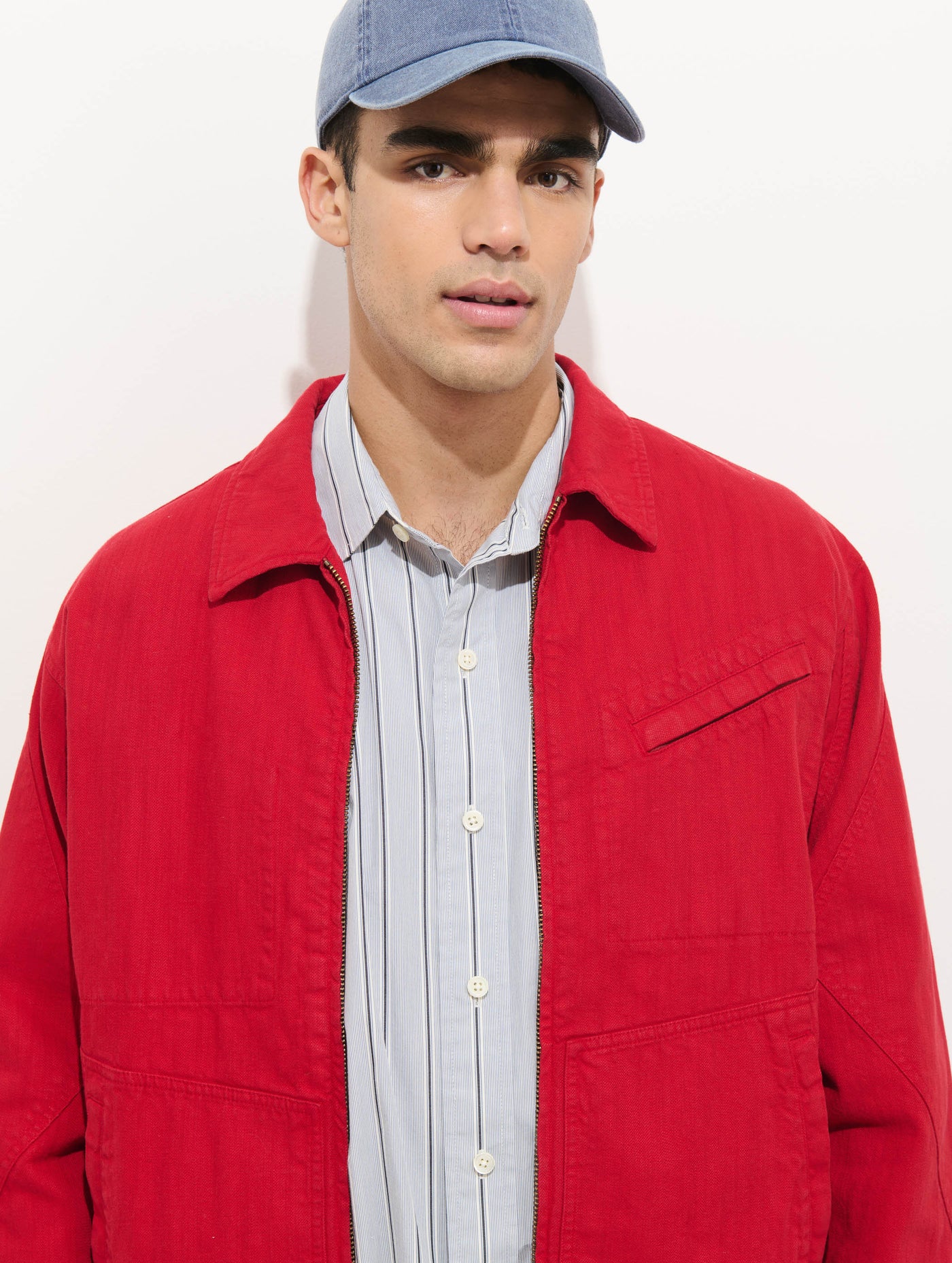 Andre Zip Jacket In Linen Twill