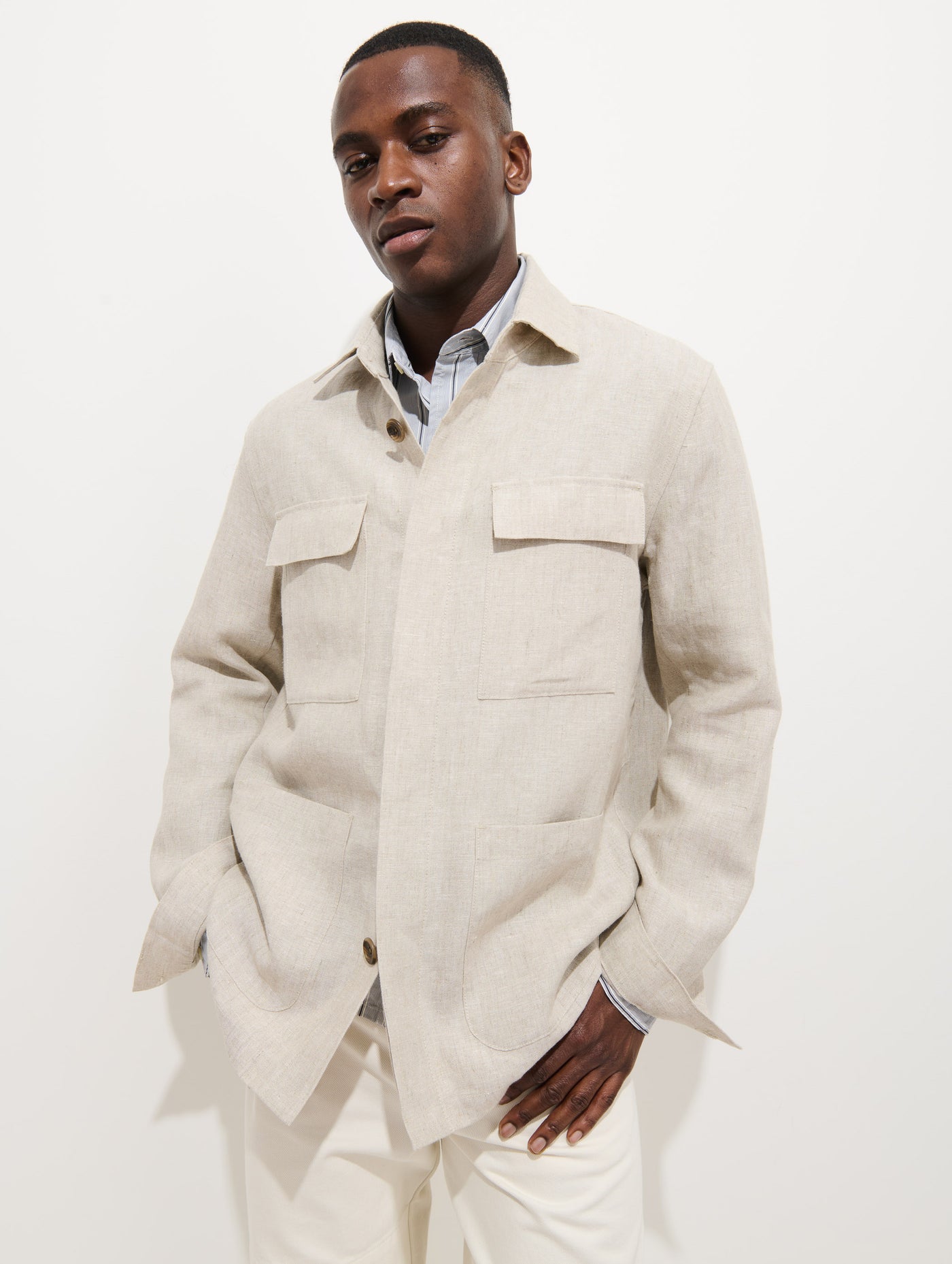 Riviera Work Jacket In Flax Linen