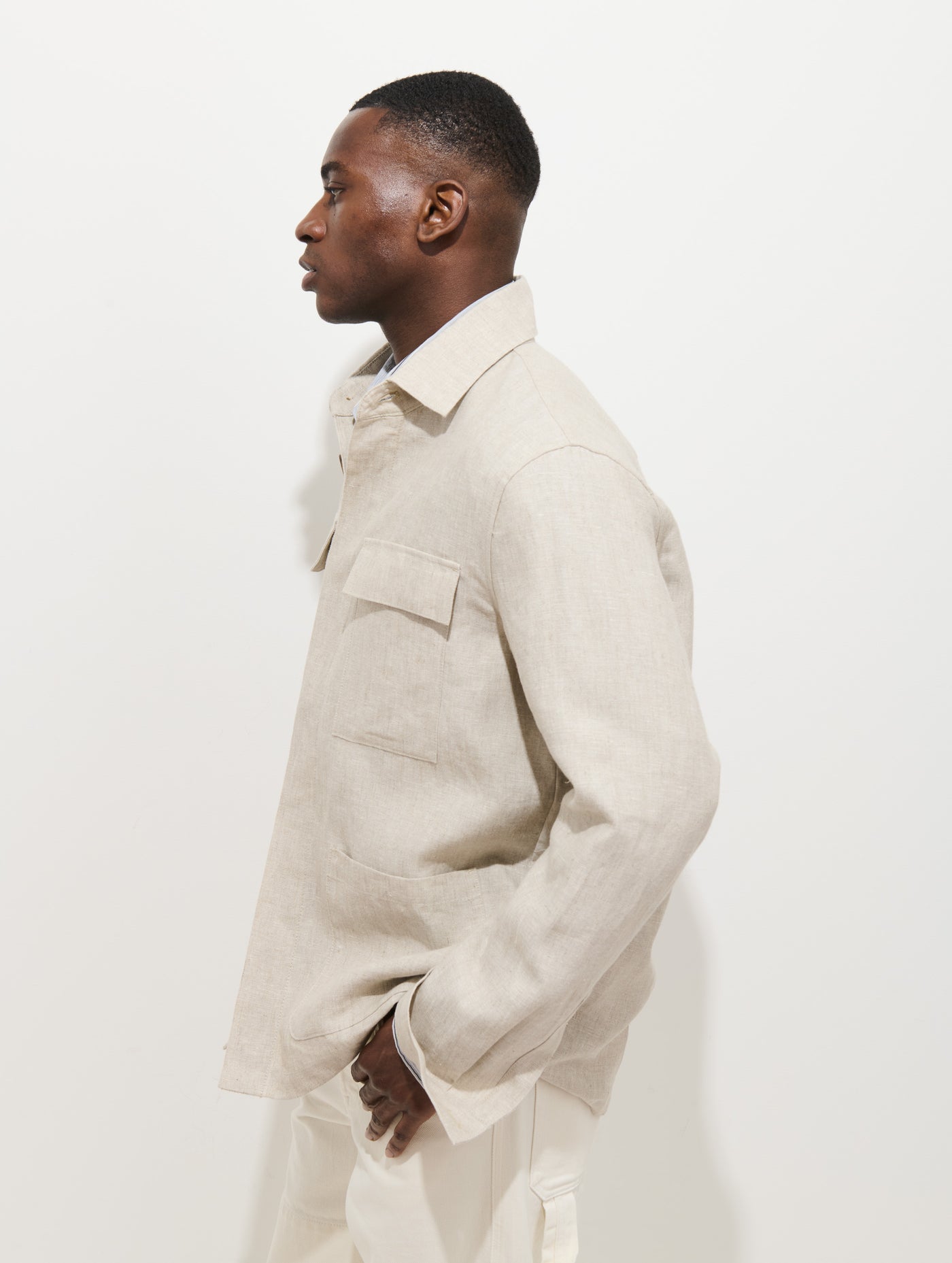 Riviera Work Jacket In Flax Linen