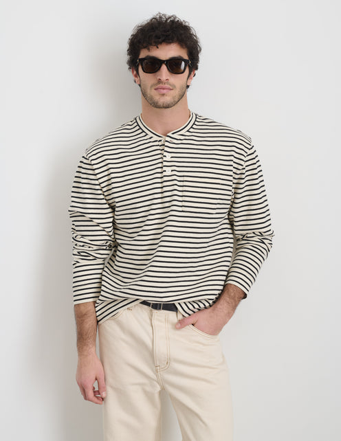 Alan Striped Henley in Cotton