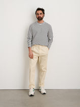 Standard Pleated Pant In Chino In Oatmilk