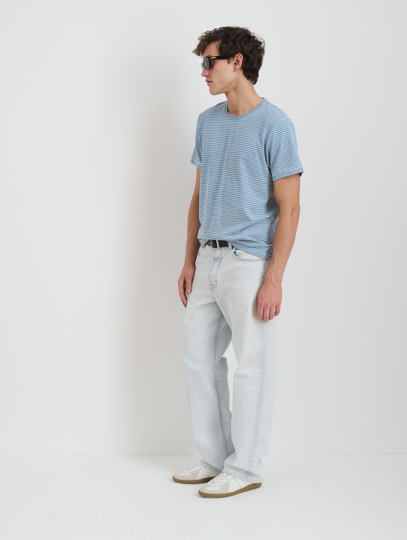 Standard Tee In Light Indigo Stripe