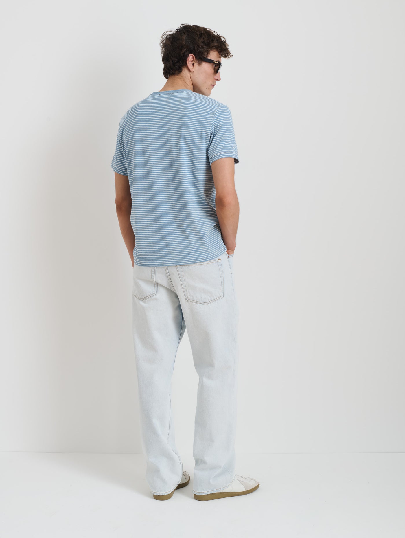 Standard Tee In Light Indigo Stripe