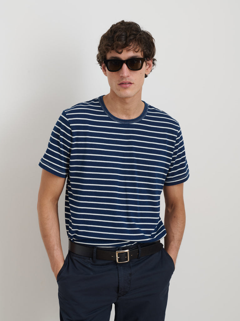 Standard Indigo Striped Tee In Cotton