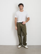 Straight Leg Pant In Vintage Wash Chino In Deep Moss
