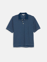 Lucas Polo In Indigo Double Stripe In Dark Indigo