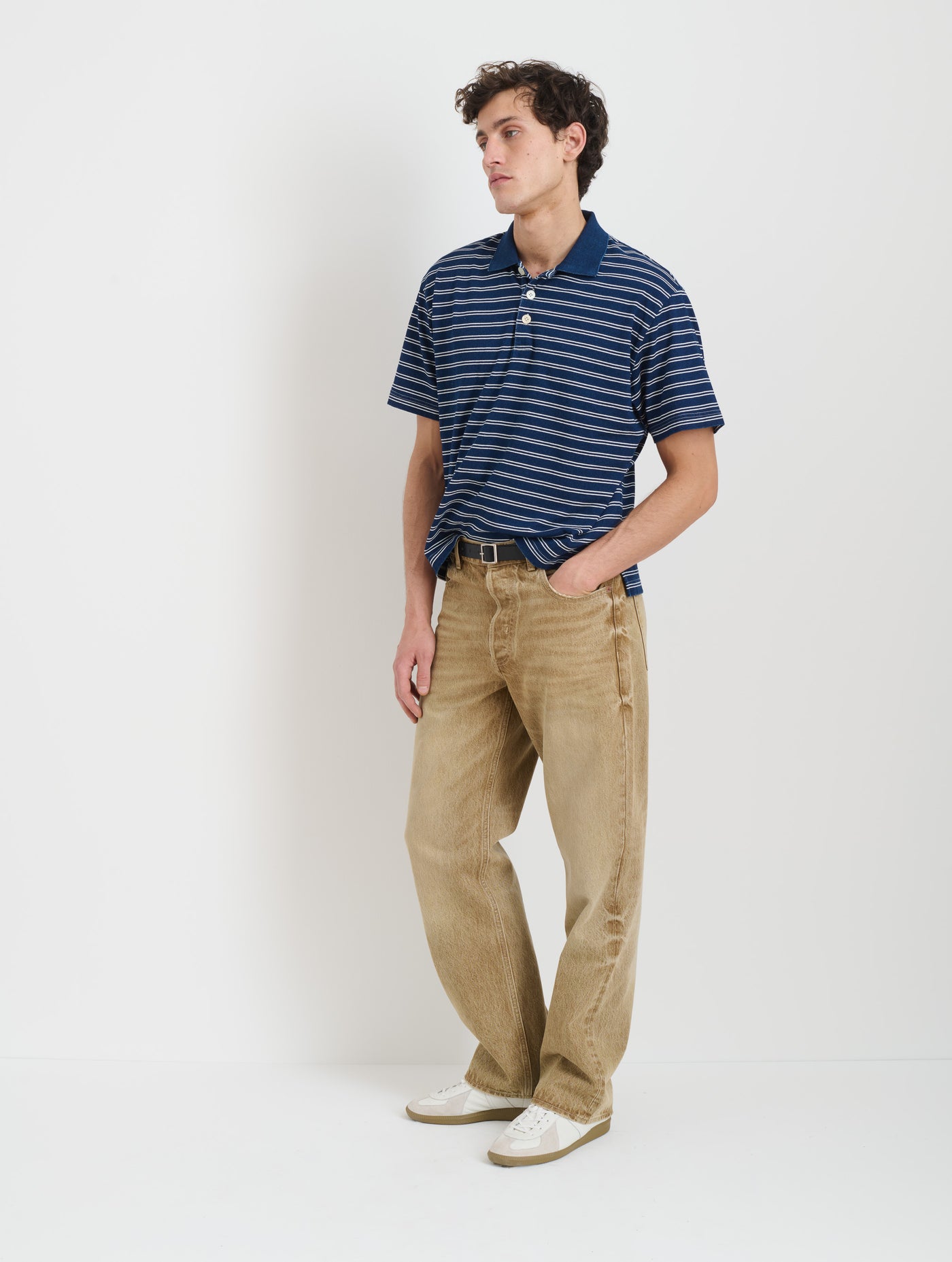 Lucas Polo In Indigo Double Stripe