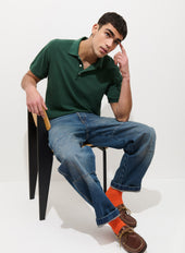 Garment Dyed Polo In Pique Cotton