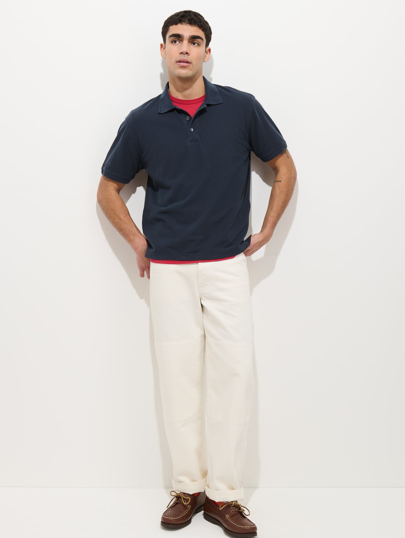 Garment Dyed Polo In Pique Cotton