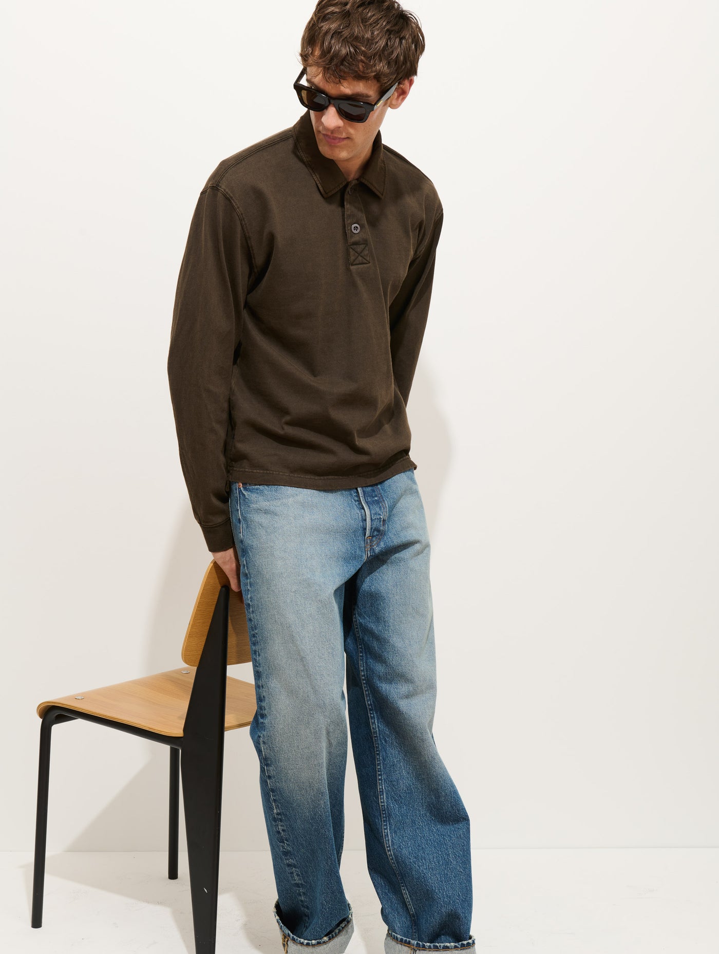 Garment Dyed Rugby Shirt In Cotton Jersey