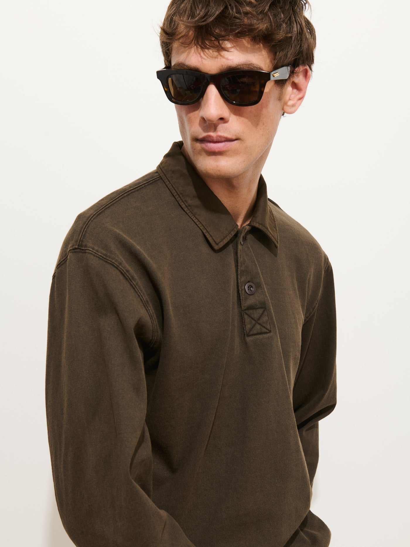 Garment Dyed Rugby Shirt In Cotton Jersey