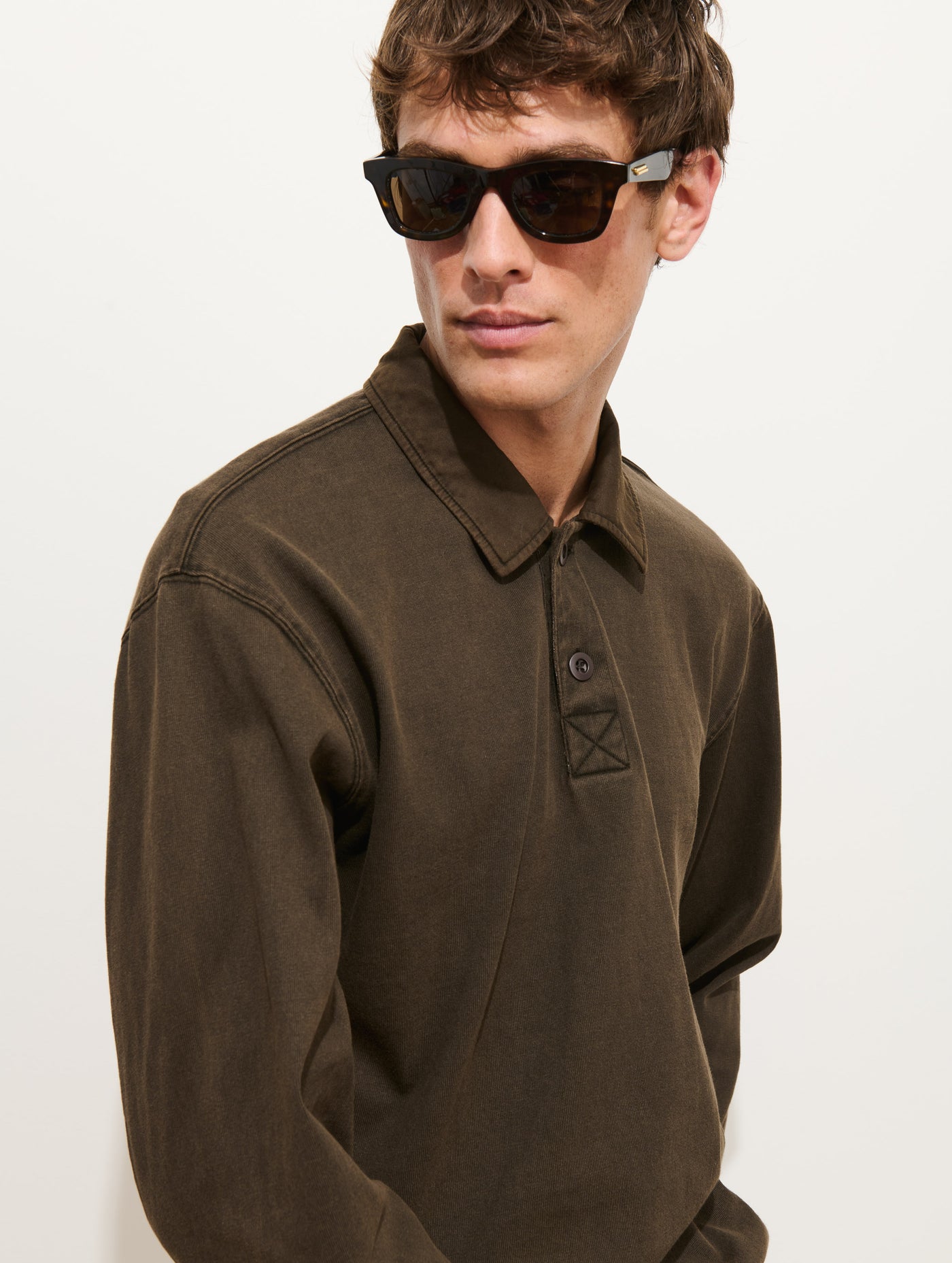 Garment Dyed Rugby Shirt In Cotton Jersey