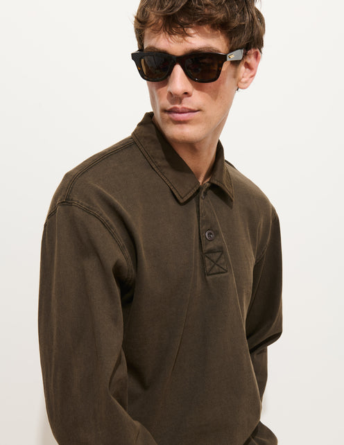 Garment Dyed Rugby Shirt In Cotton Jersey