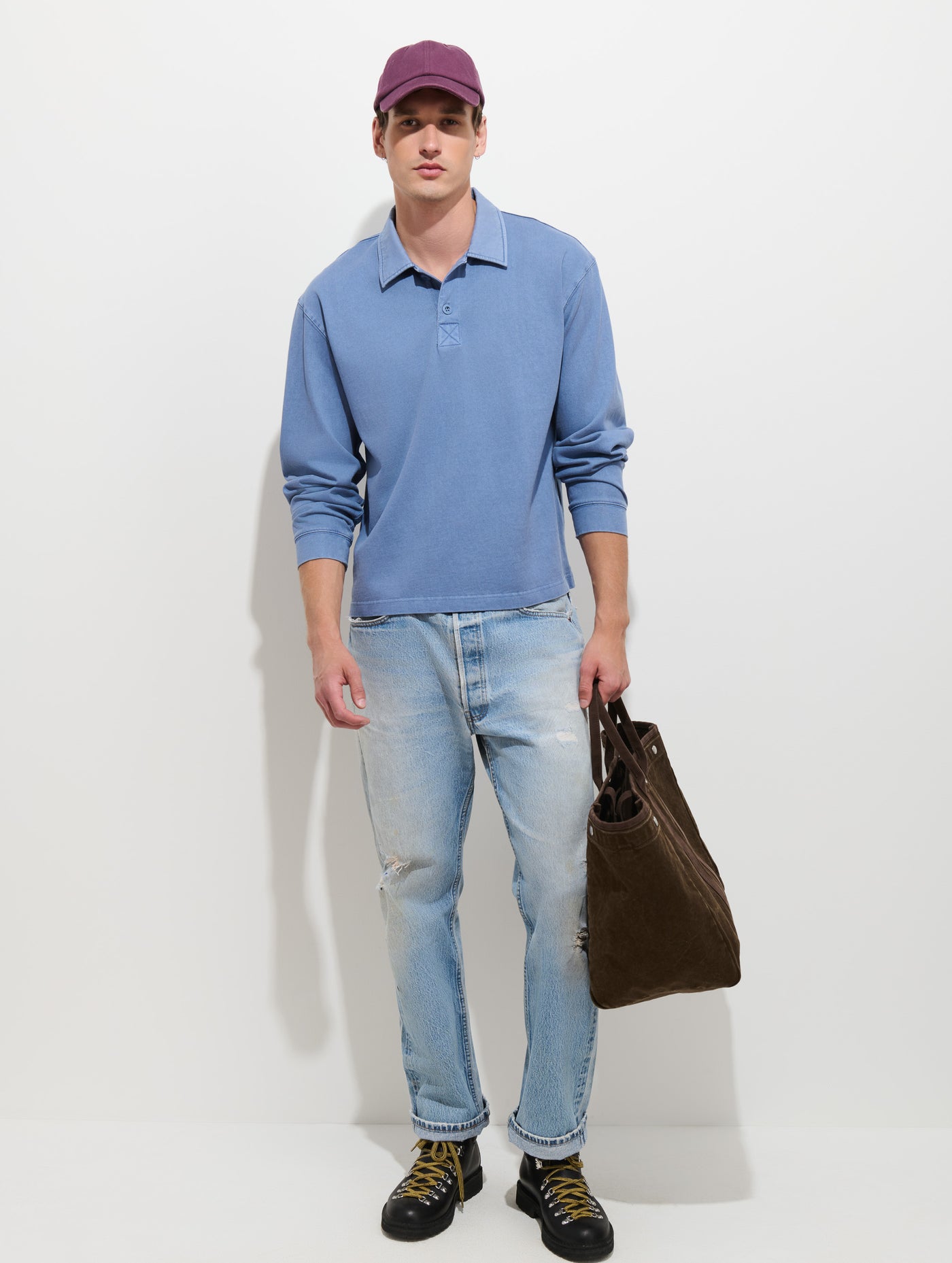Garment Dyed Rugby Shirt In Cotton Jersey