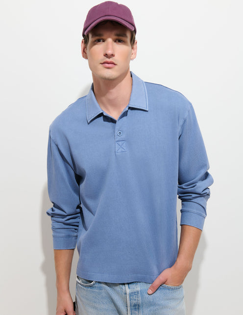 Garment Dyed Rugby Shirt In Cotton Jersey
