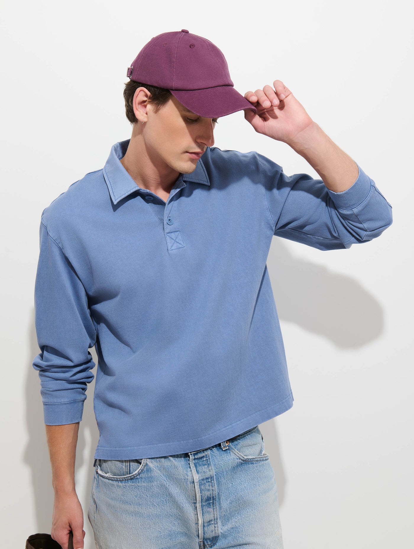 Garment Dyed Rugby Shirt In Cotton Jersey