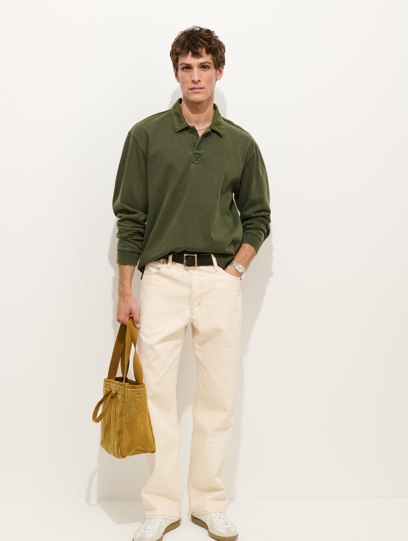 Garment Dyed Rugby Shirt In Cotton Jersey