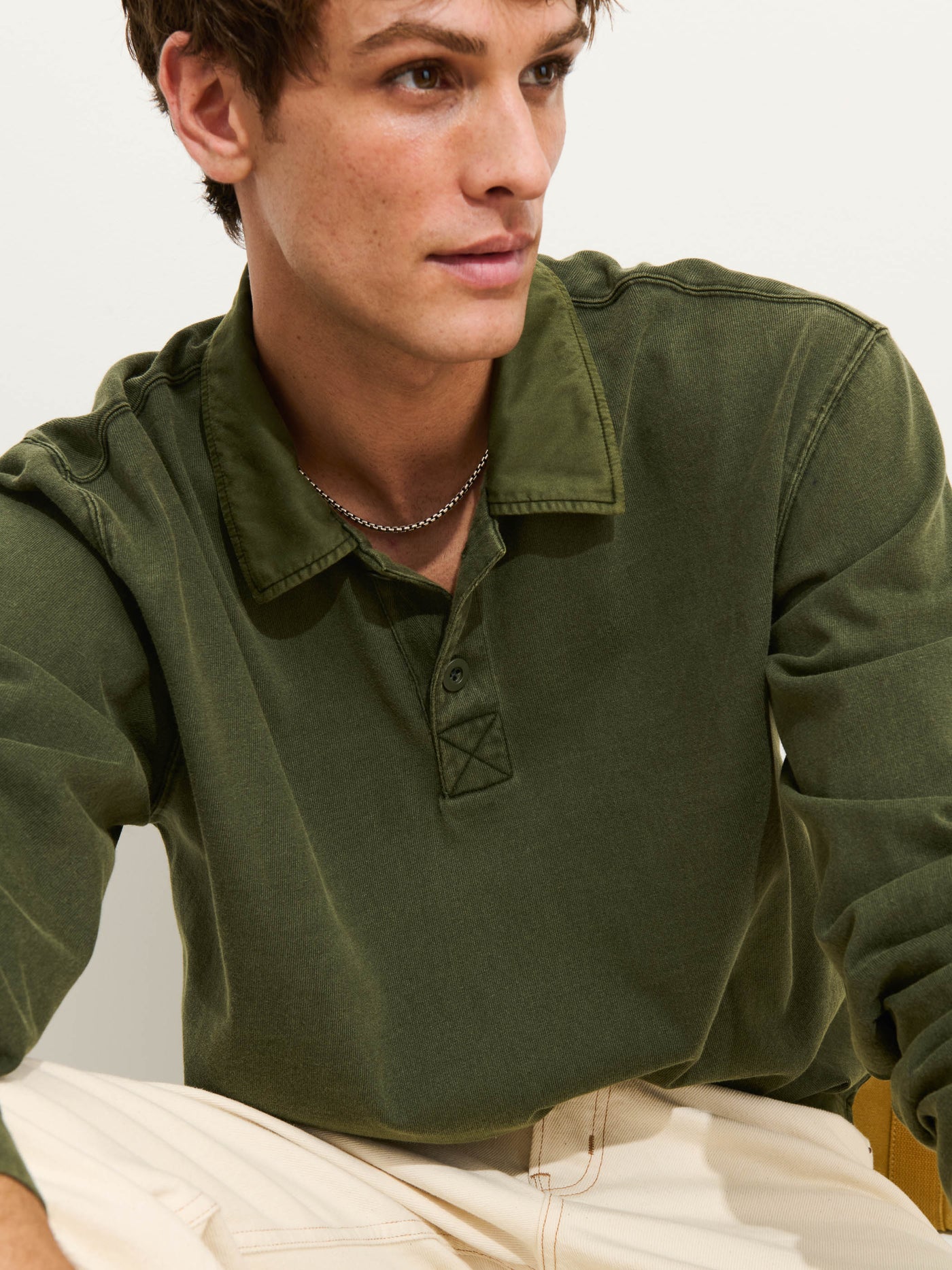 Garment Dyed Rugby Shirt In Cotton Jersey